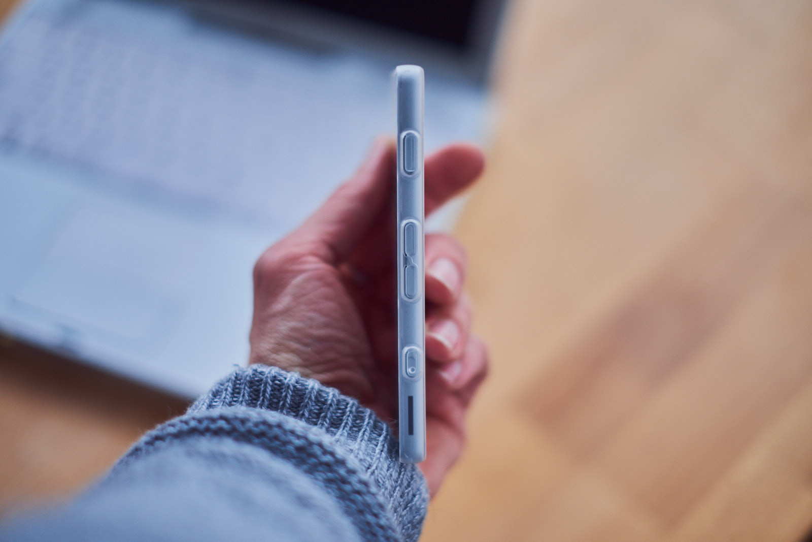 Side view with case attached