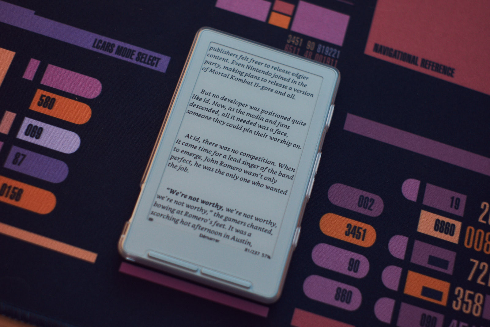 I guess Picard would approve the reader on the LCARS background